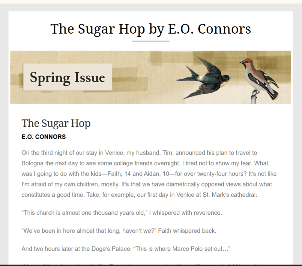 Screenshot of publication by E.O. Connors